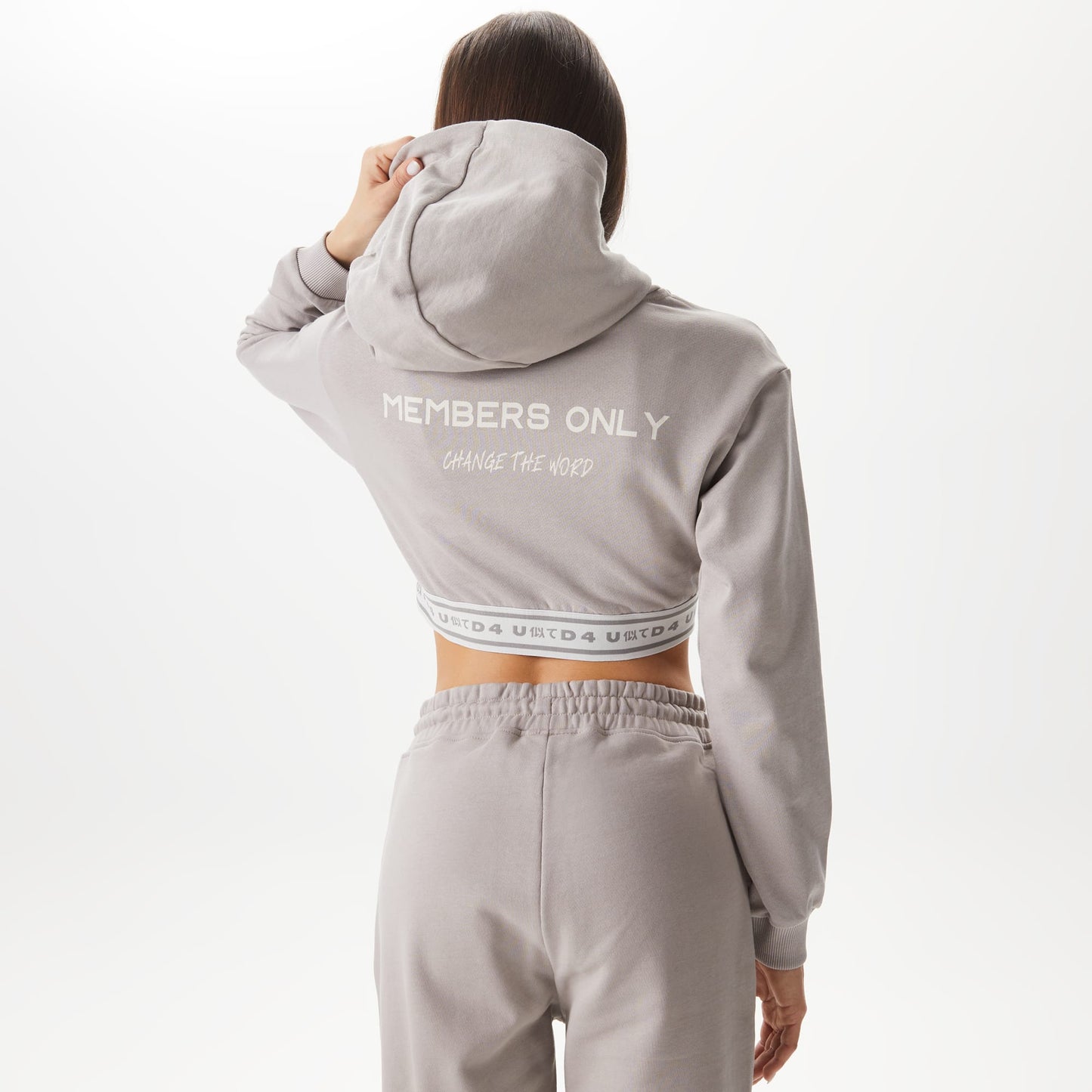 United4 Classic Kadın Gri Crop Sweatshirt