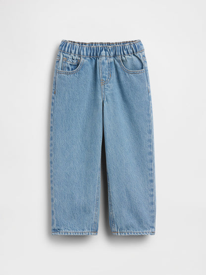 Koyu Mavi Pull-on Baggy Jean Pantolon