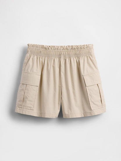 Bej Poplin Easy Kargo Şort