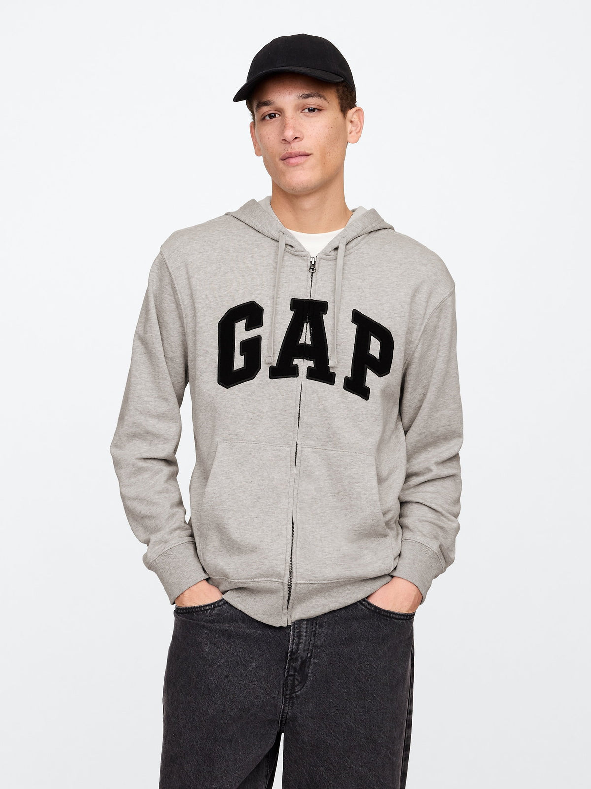 Lacivert Gap Logo Fermuarlı Fransız Havlu Kumaş Sweatshirt