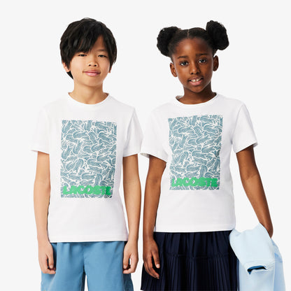 Lacoste Çocuk Bisiklet Yaka Baskılı Beyaz T-shirt