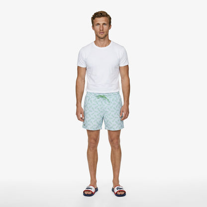 Lacoste Regular Fit Desenli Erkek Mavi Deniz Şortu