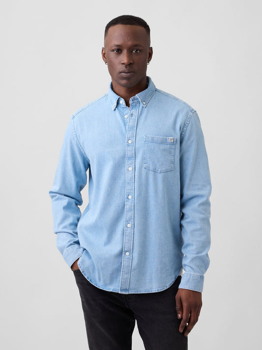Açık Mavi Relaxed Denim Gömlek