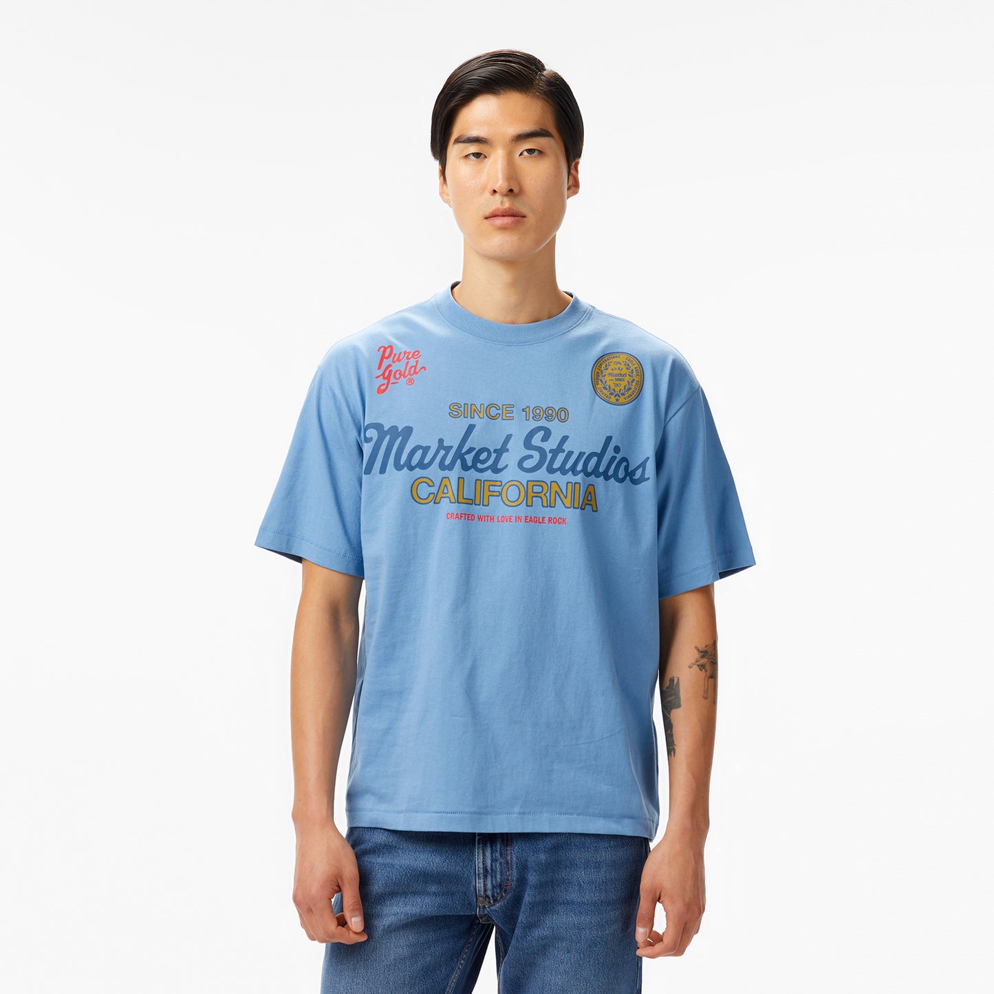 The Market Studios Pure Gold Unisex Mavi T-shirt