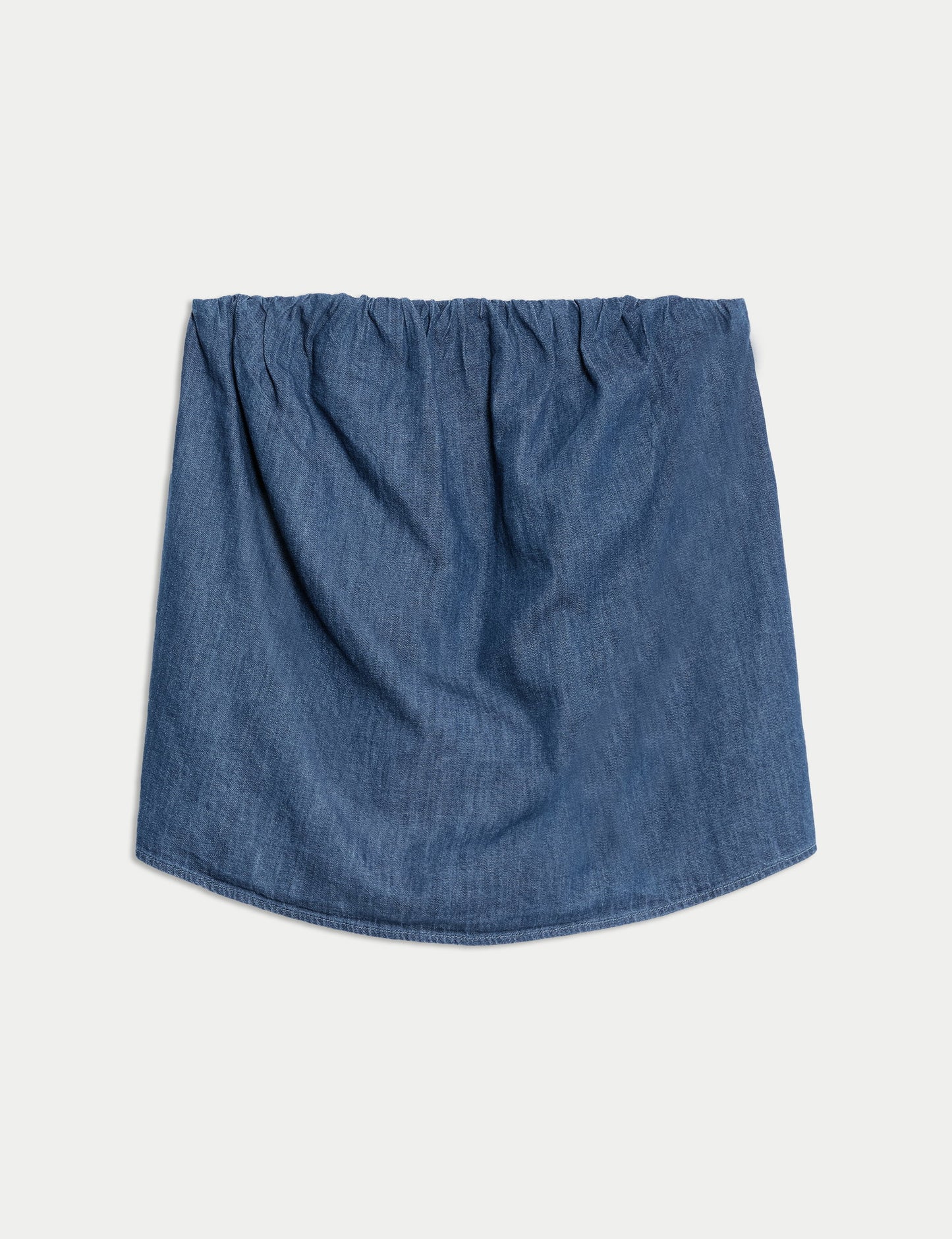Saf Pamuklu Denim Bandeau Top