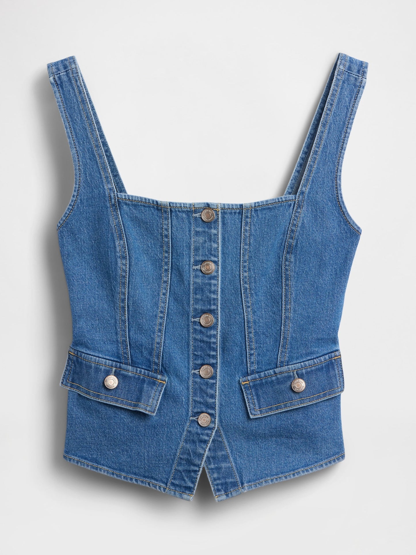 Açık Mavi Denim Cepli Korse Bluz