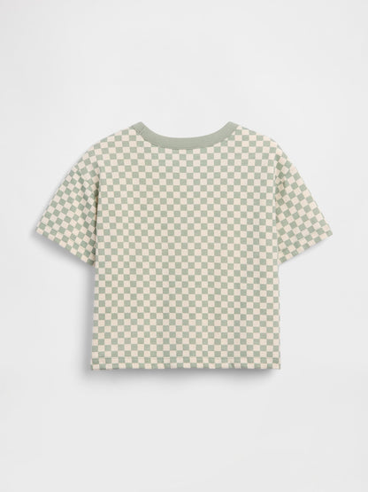Açık Yeşil Boxy Kareli T-shirt