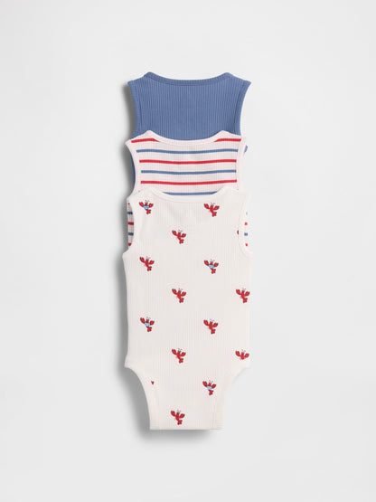 Çok Renkli First Favorites Tinyrib Cepli Kolsuz Bodysuit (3’lü)