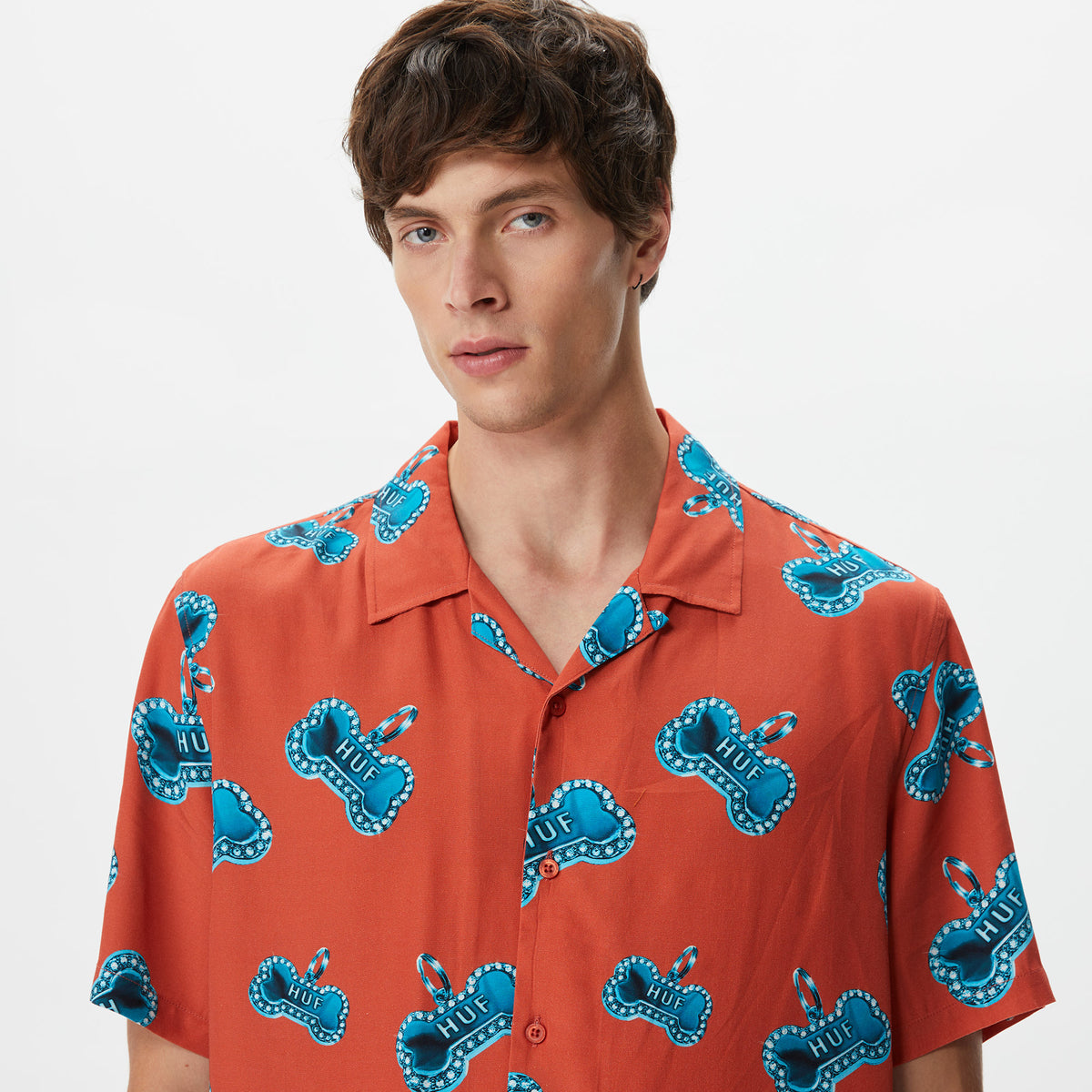 Huf Bones S/s Resort Erkek Kırmızı Gömlek
