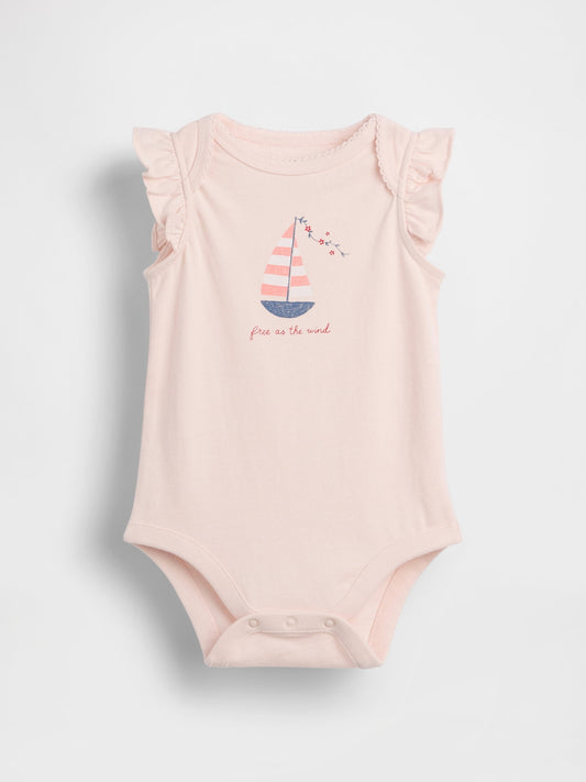 Açık Pembe Organik Pamuk Grafik Baskılı Bodysuit