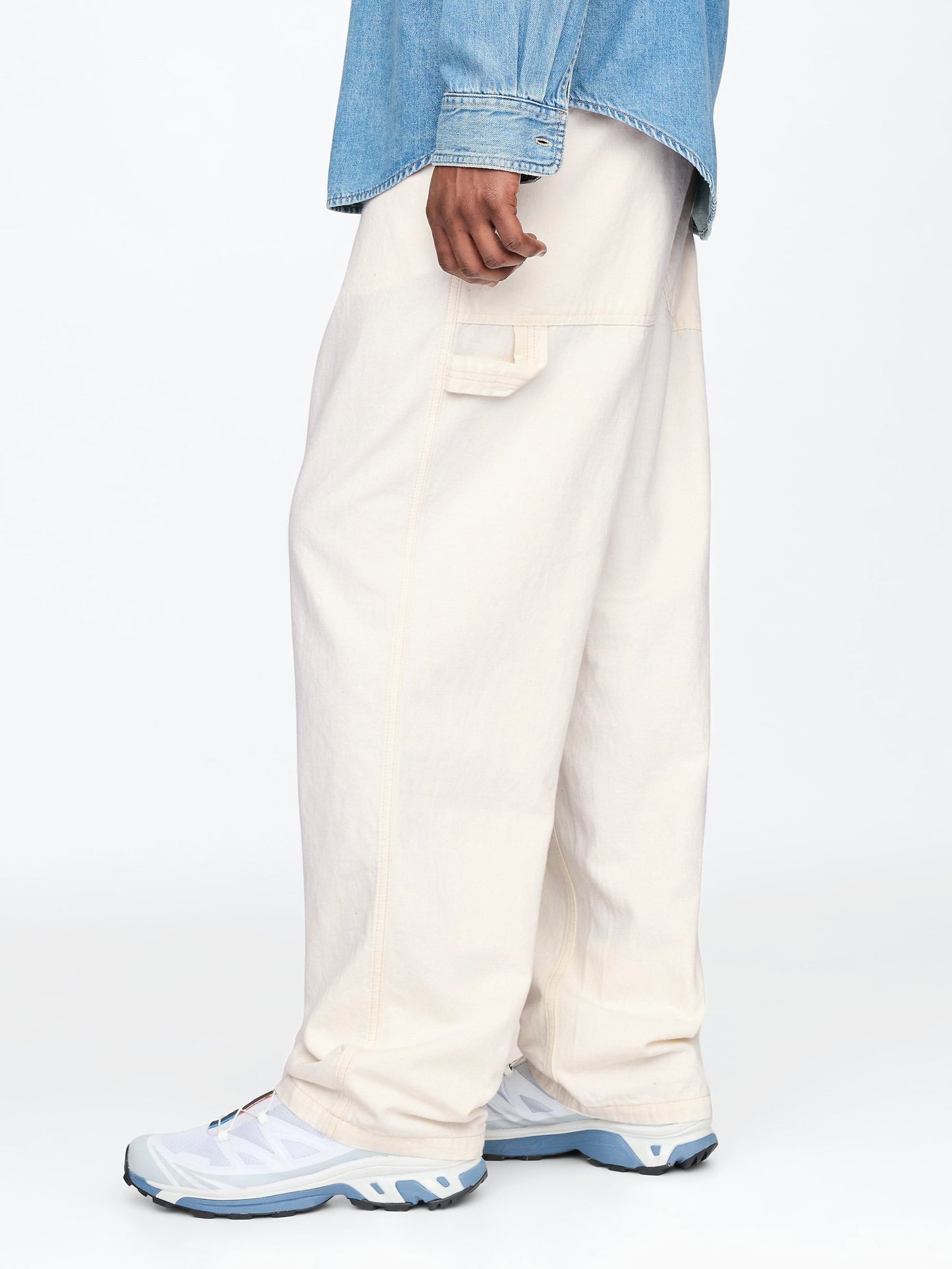 Kırık Beyaz Baggy Carpenter Jean Pantolon