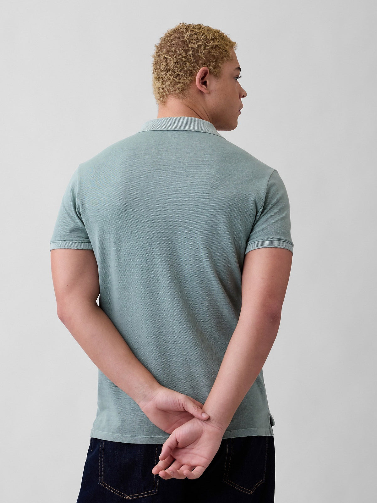 Yeşil Gap Logo Piqué Polo Yaka T-shirt