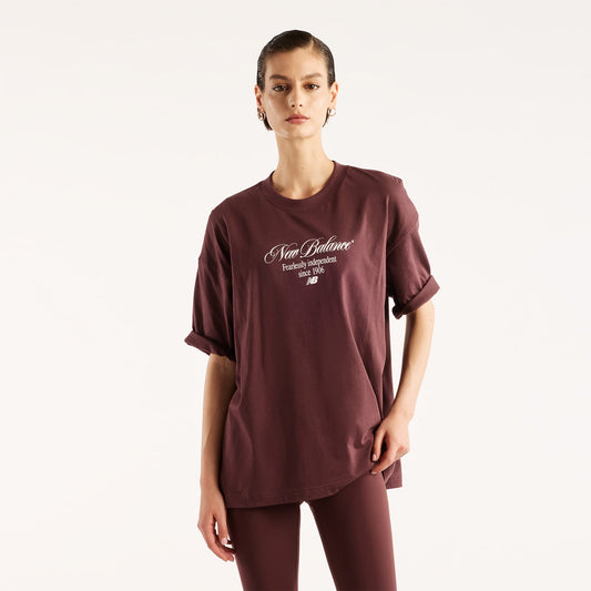 New Balance Pressed Flowers Memories Oversized Kadın Kahverengi T-shirt