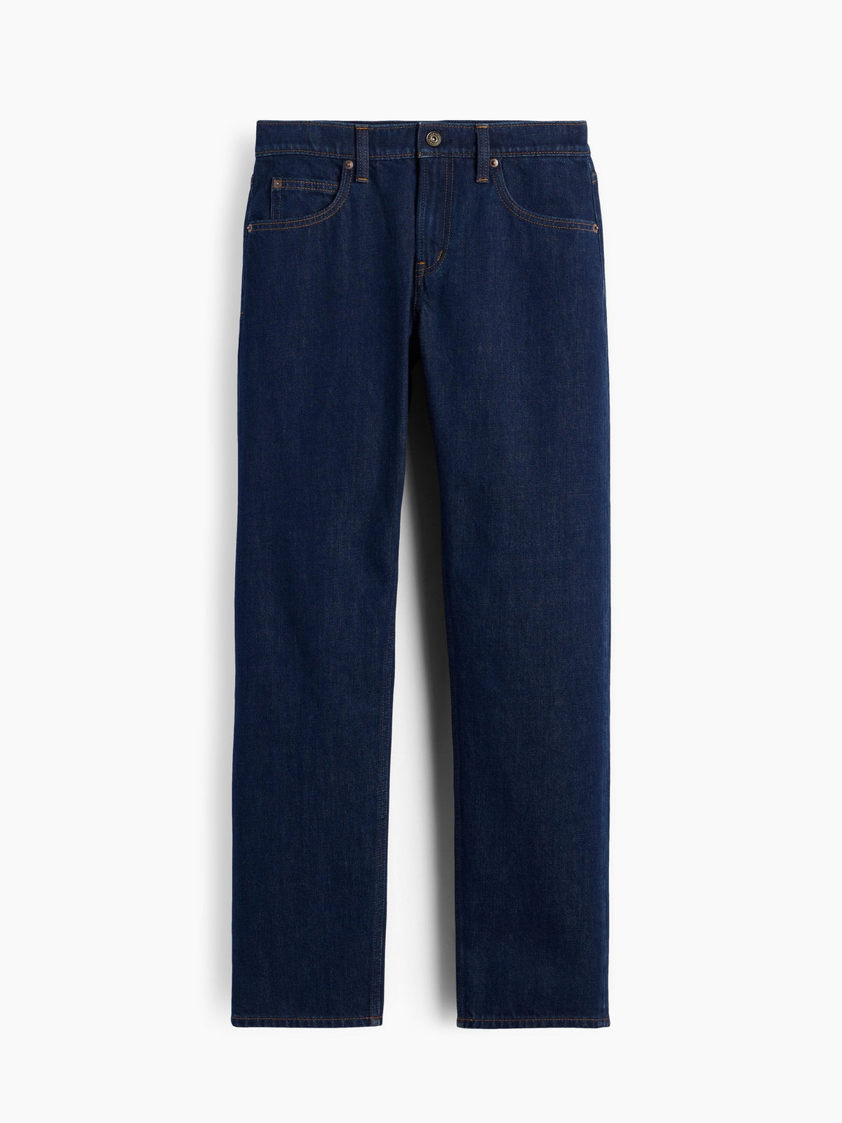 Koyu Mavi Mid Rise Straight Taper Jean Pantolon