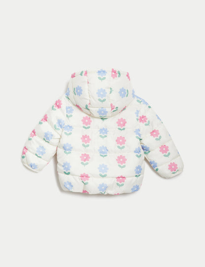 Stormwear™ Çiçek Desenli Puffer Şişme Mont (0-3 Yaş)