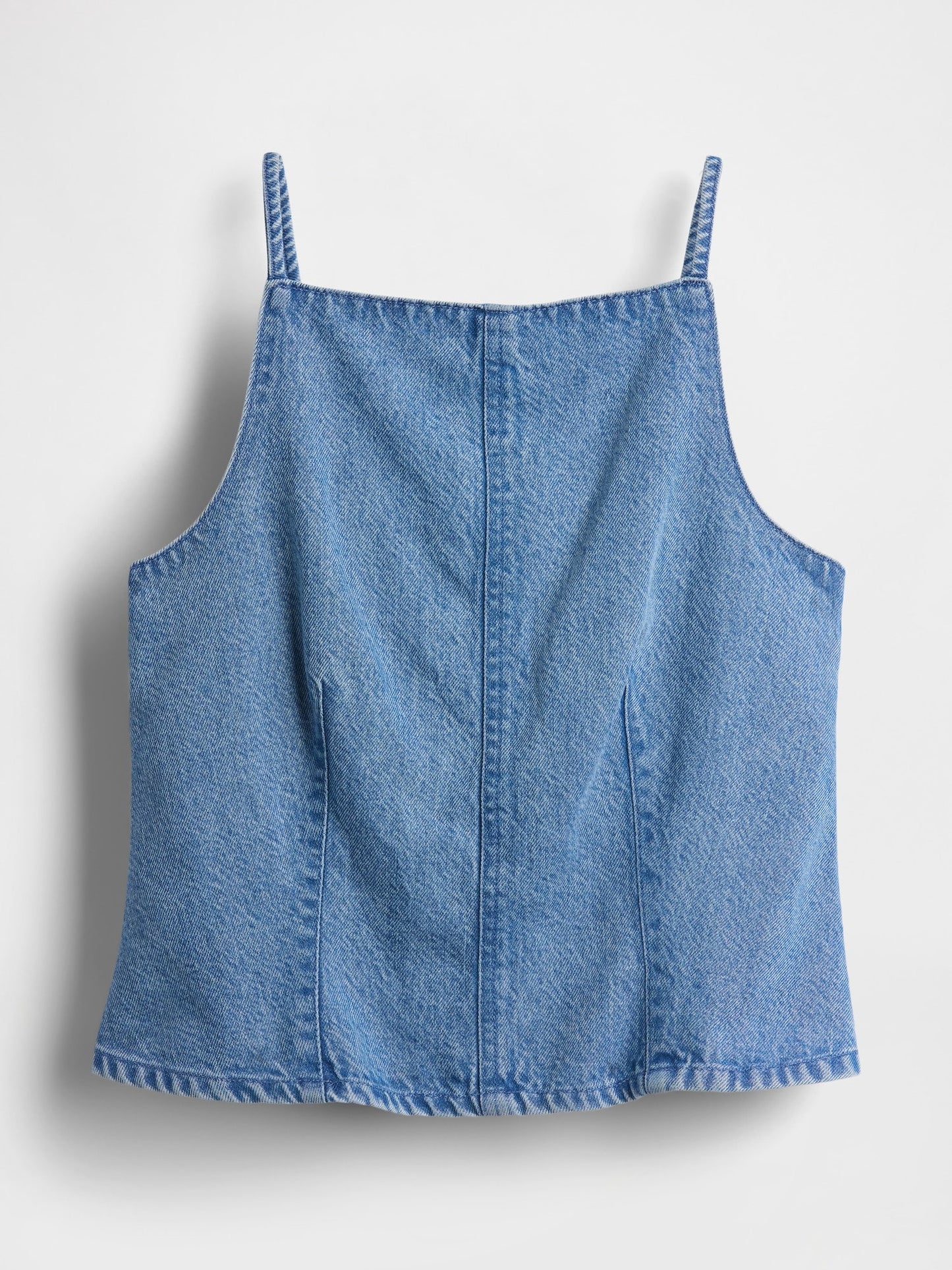 Koyu Mavi Ultrasoft Denim Dikişli Kare Yaka Üst