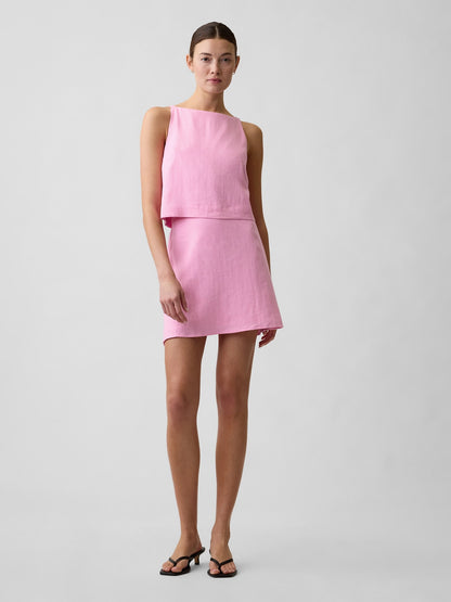 Açık Pembe Keten Karışımlı Apron Bluz