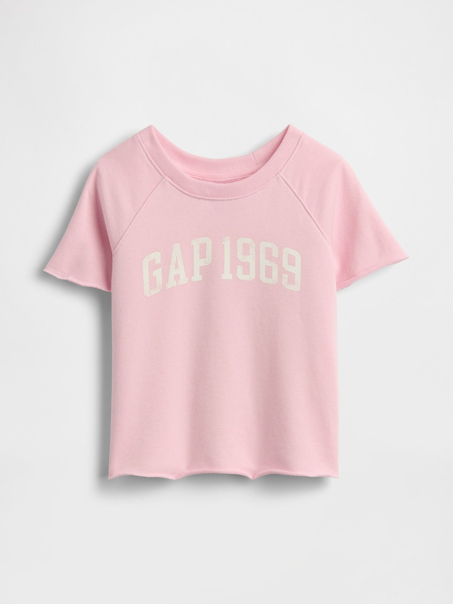 Açık Pembe Fransız Havlu Kumaş Kısa Kol Sweatshirt