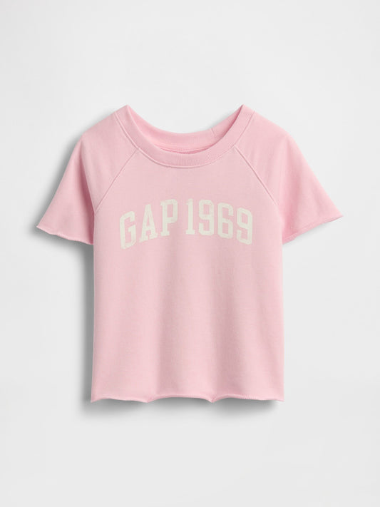 Açık Pembe Fransız Havlu Kumaş Kısa Kol Sweatshirt