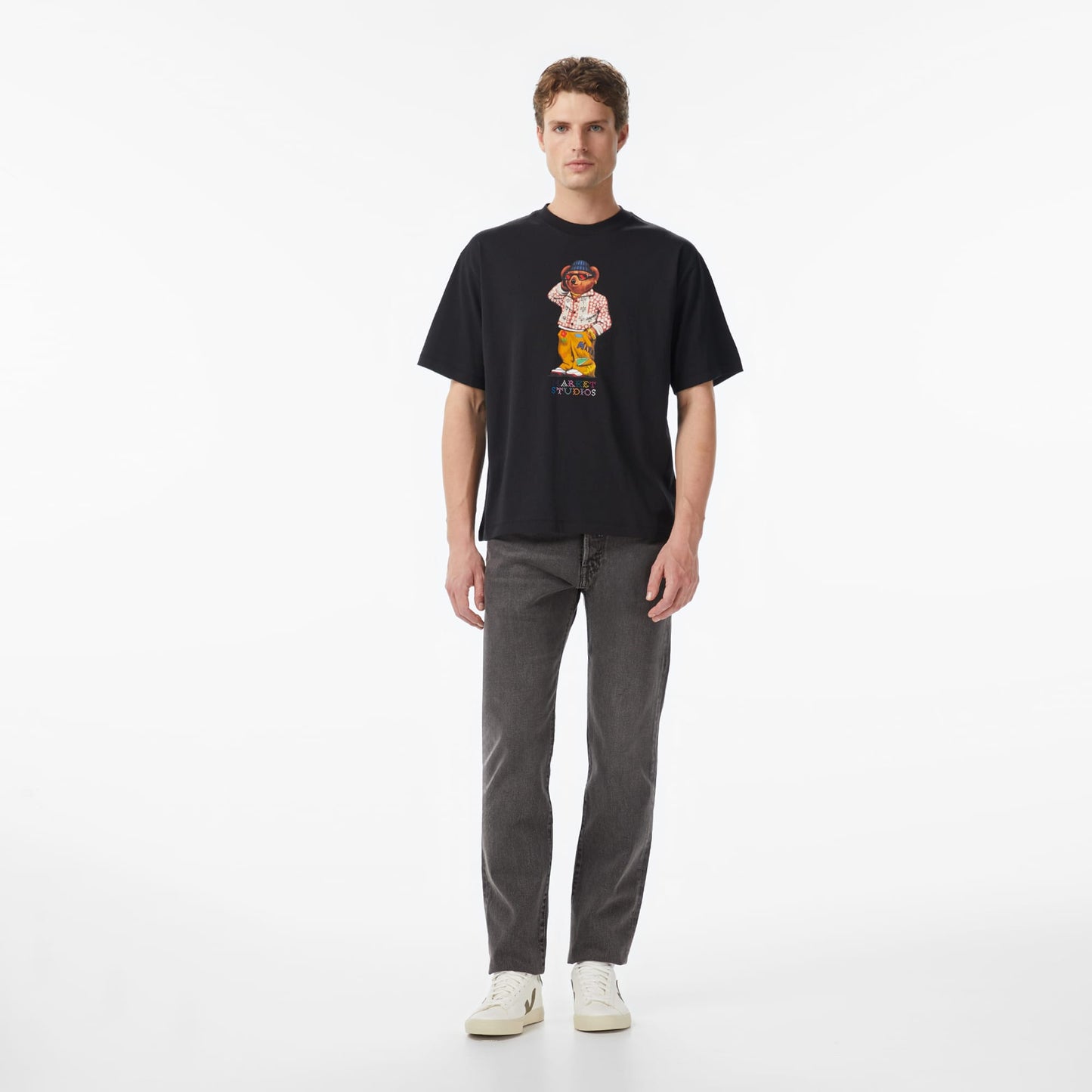 Market Folk Fitted Bear Erkek Gri T-shirt