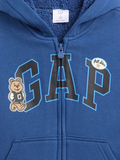 Açık Yeşil Sherpa Astarlı Logo Fermuarlı Sweatshirt