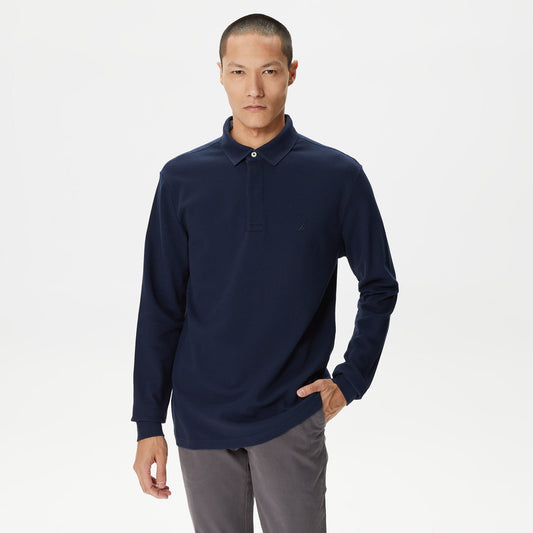 Nautica Erkek Lacivert Slim Fit Uzun Kollu Polo Yaka T-shirt