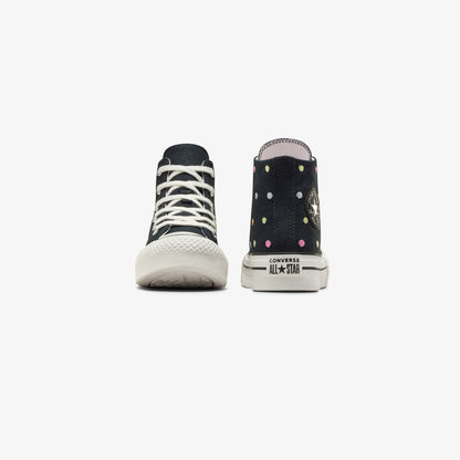 Converse Chuck Taylor All Star Eva Lift Polka Dots Çocuk Siyah Platform Sneaker
