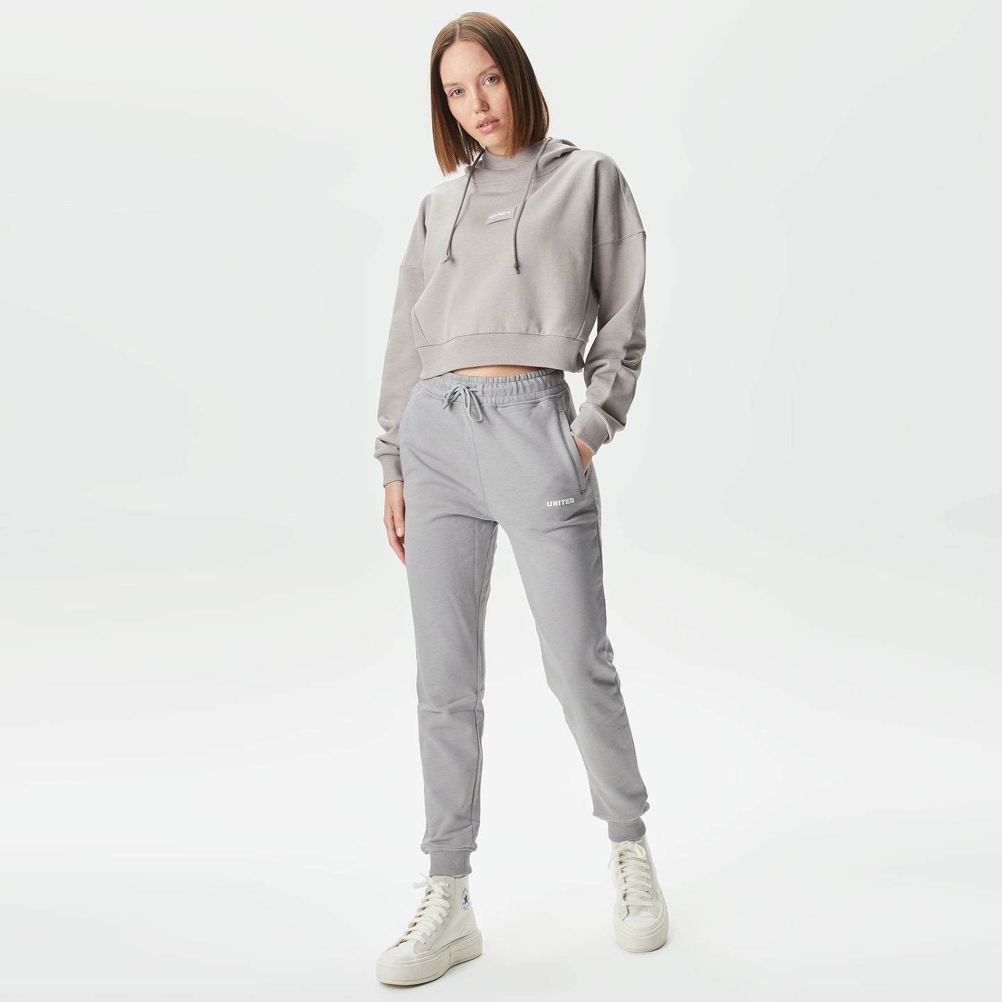 United4 Classic Kadın Gri Hoodie