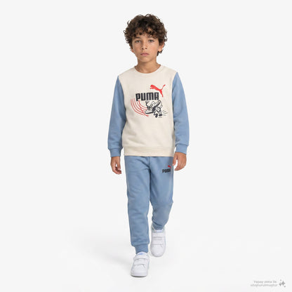 Puma Minicats Little Runners Çocuk Krem Eşofman Takımı