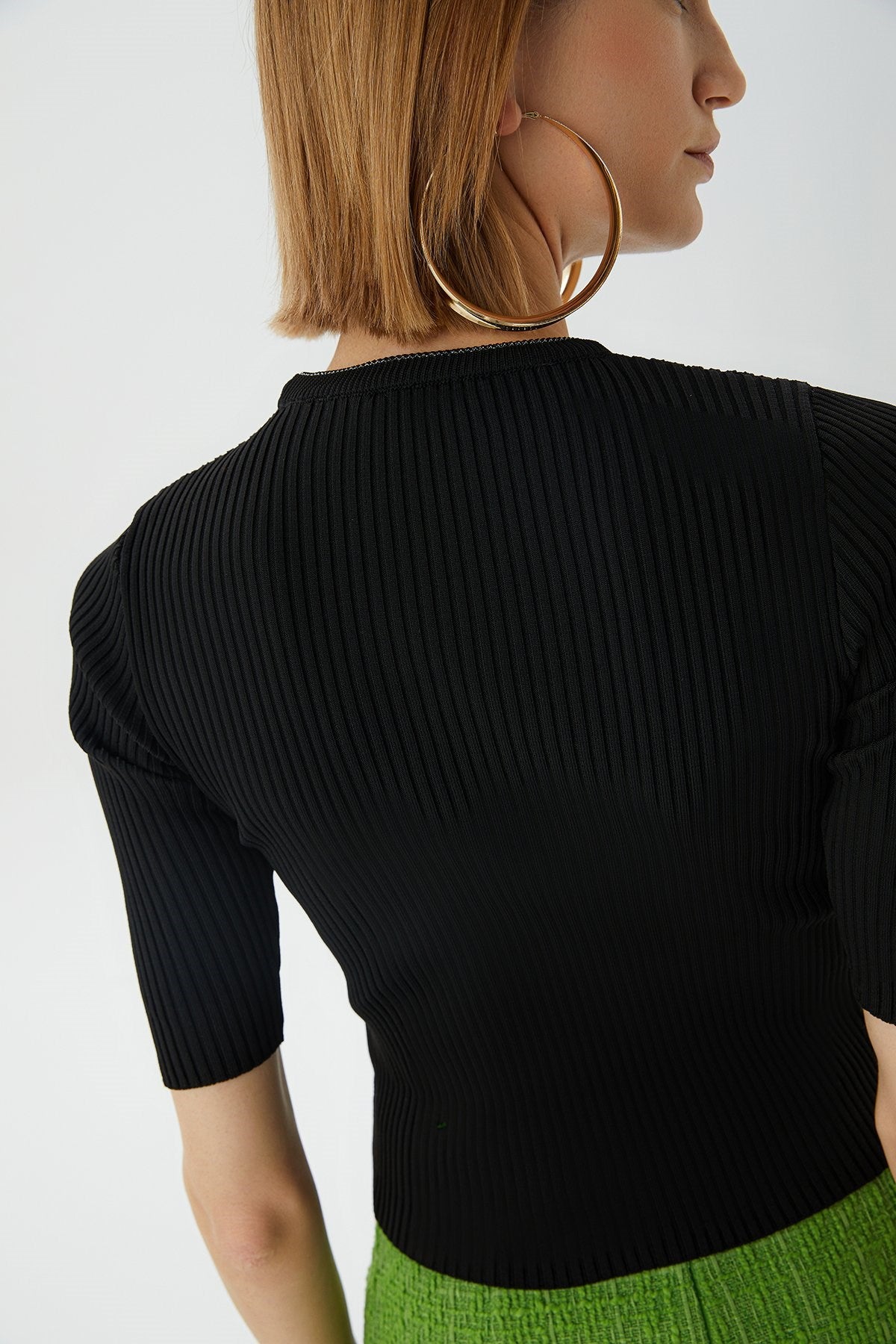 Fitilli Siyah Crop Top