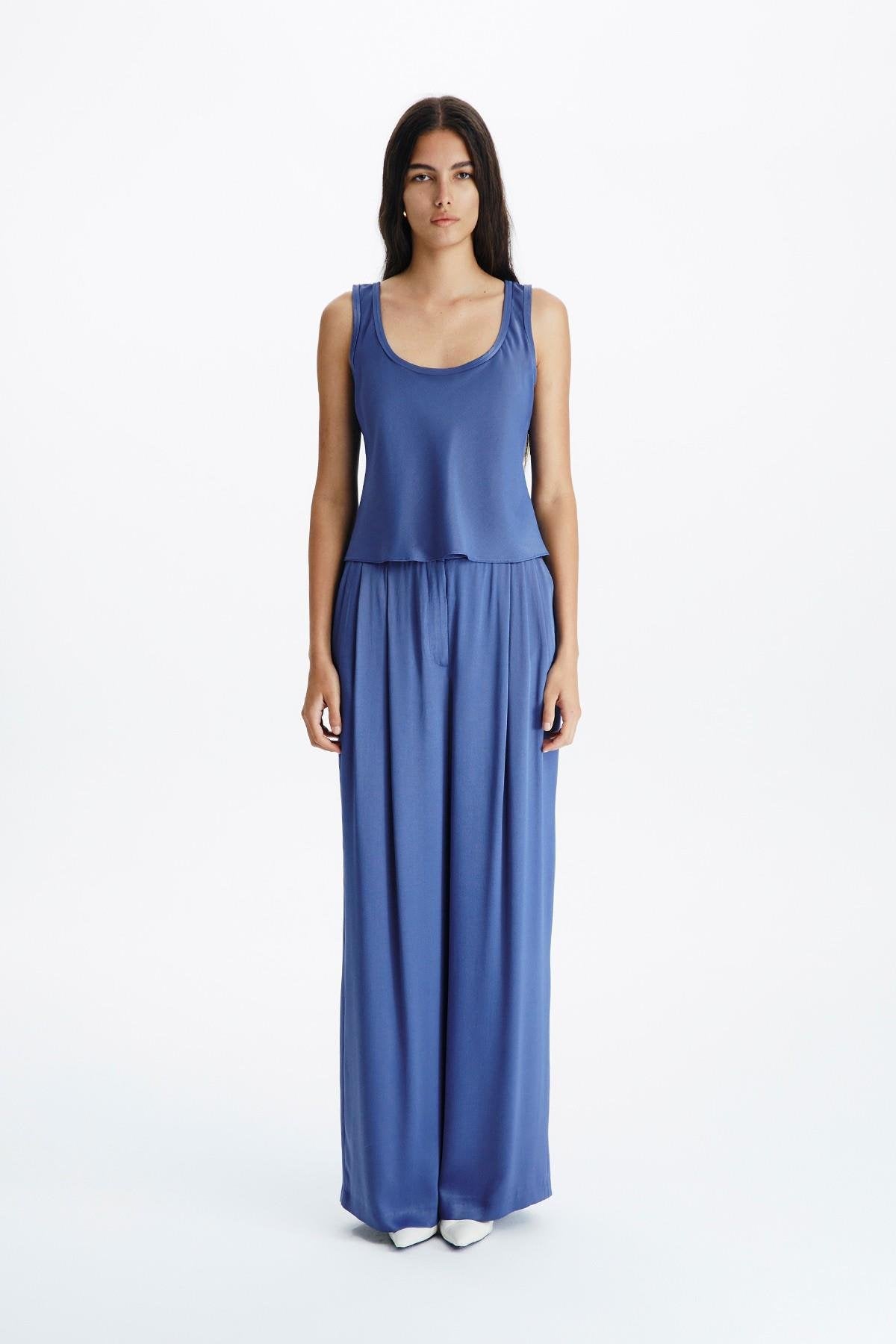 Indigo Saten Top