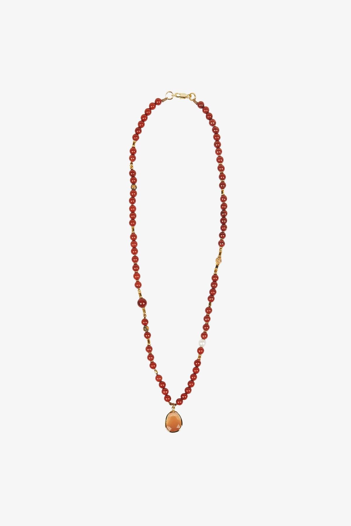 Jasper Taşlı Otantik Pirinç Kolye