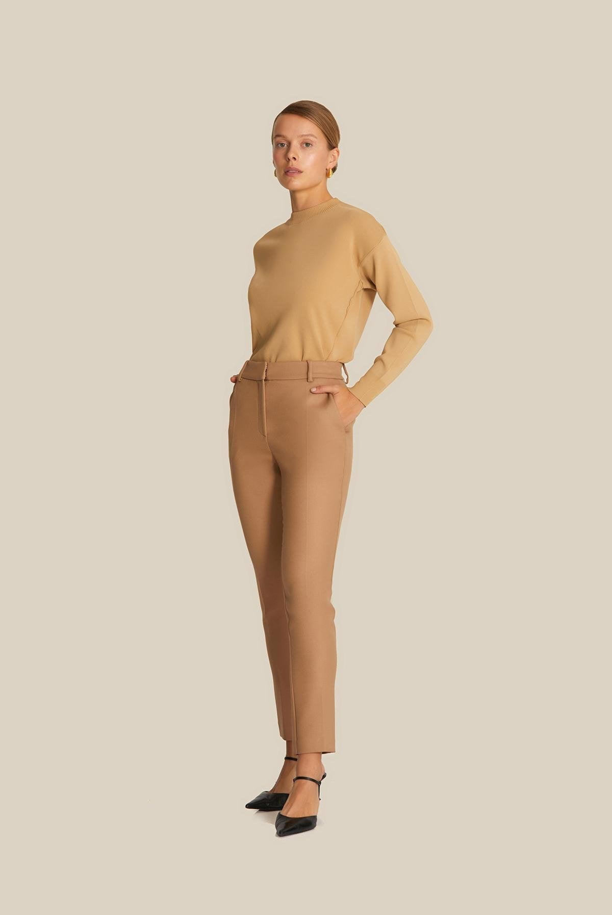 Klasik Kesim Camel Kaşe Pantolon