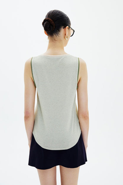 Kontrast Biyeli Mint Basic Bluz