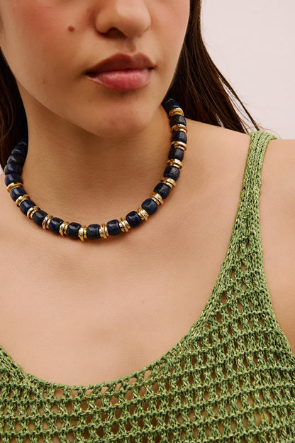 Lapis Taşlı Gold Kolye