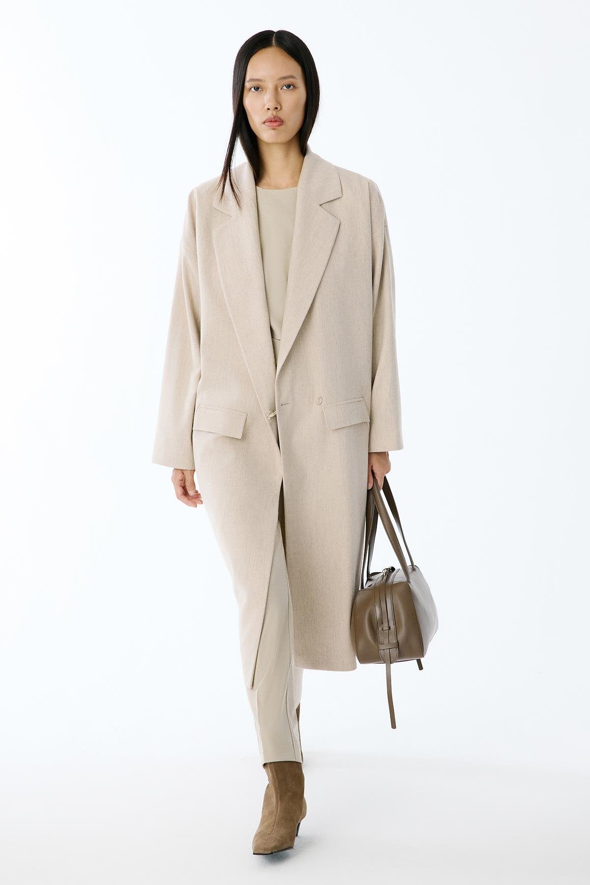 Oversize Midi Bej Kaban