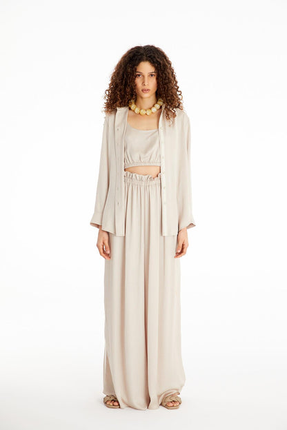 Saten Taş Oversize Gömlek