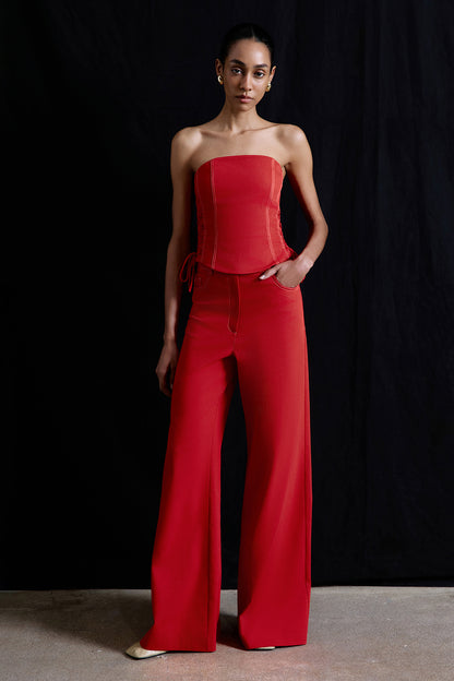 Straplez Denim Dokulu Crop Narçiçeği Büstiyer
