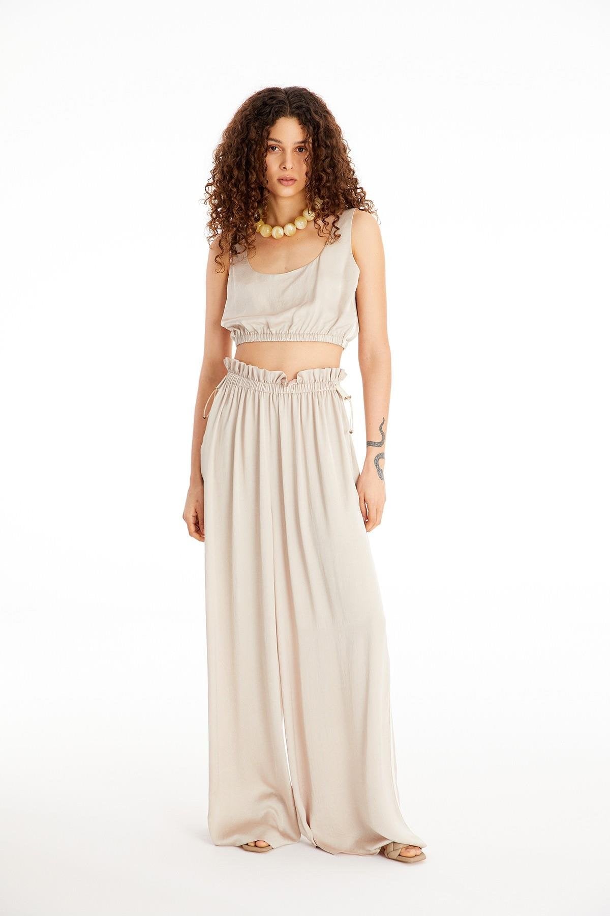 Taş Saten Crop Top