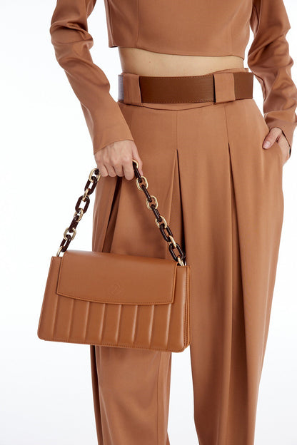 Uzun Kollu Camel Crop Bluz