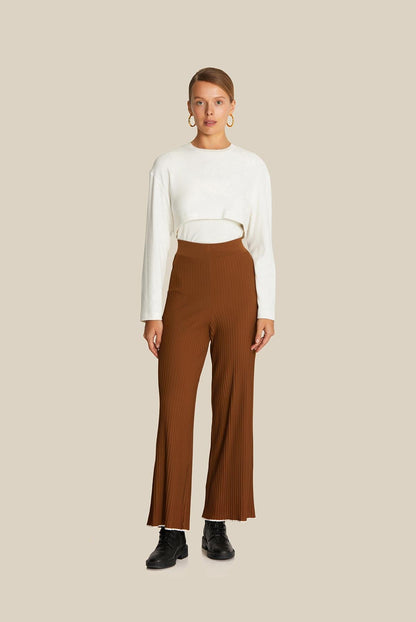 Yandan Büzgü Detaylı Ekru Crop Bluz
