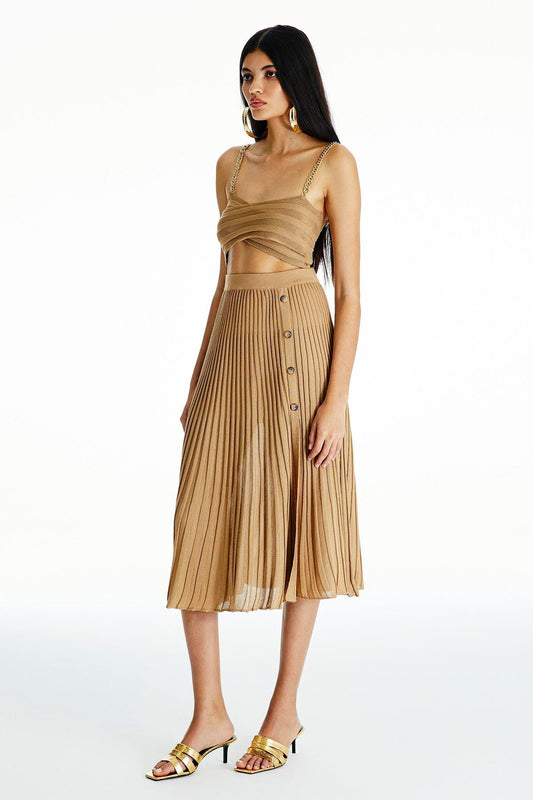 Zincir Askılı Camel Triko Top